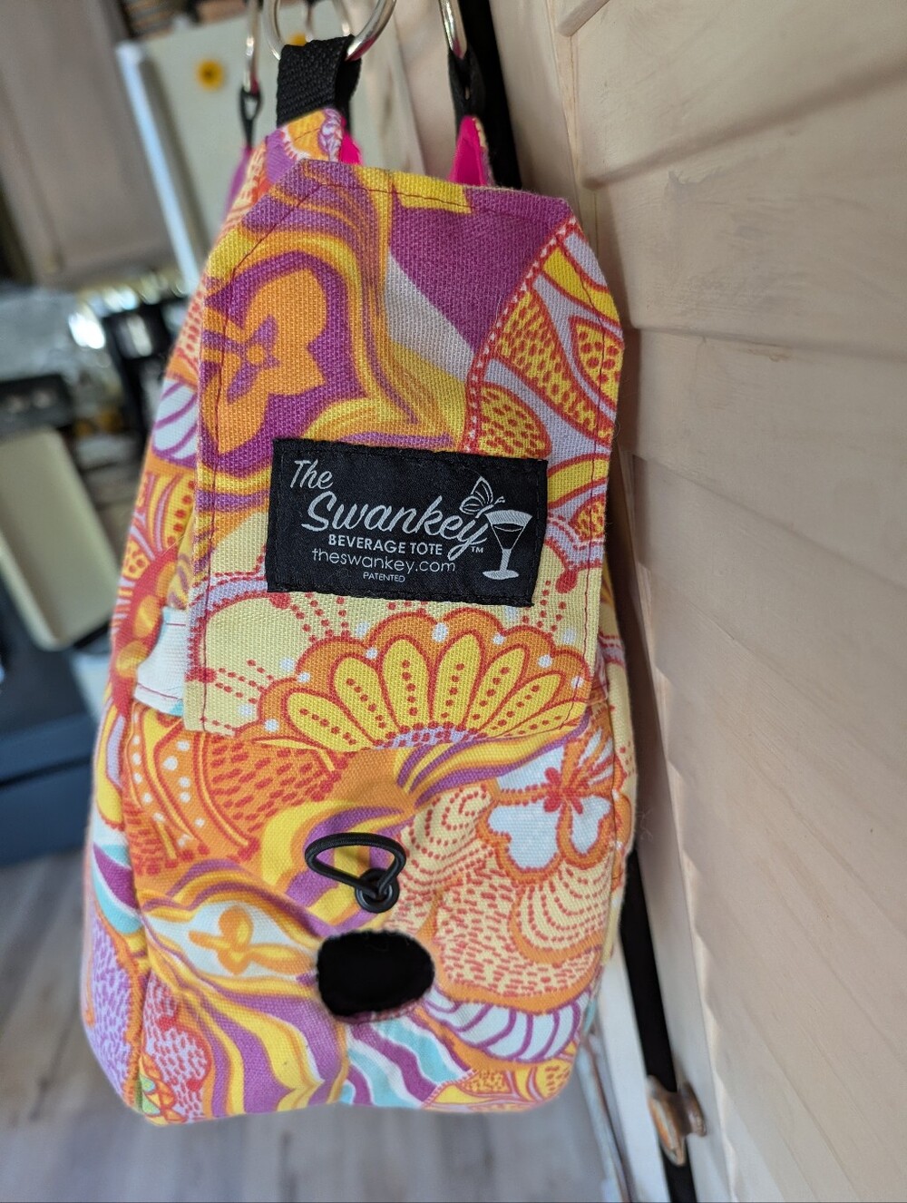 The Swankey Beverage Tote Bag Dispenser | Vibrant Floral Psychedelic Pattern